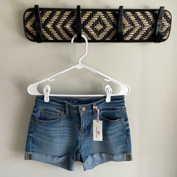 Vineyard Vines Indigo Raw Cuffed Shorts - Moonlight Blue - Size 0 - NWT - Picture 5 of 11